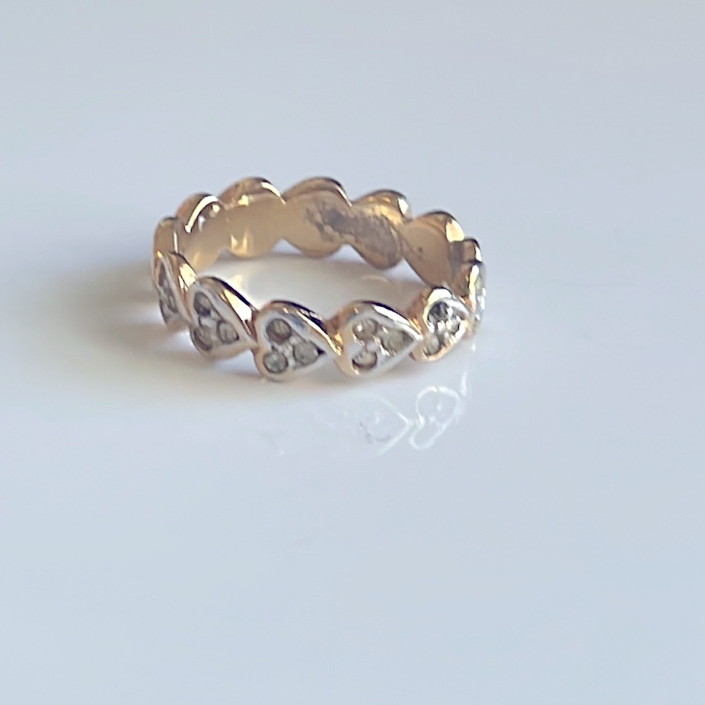 Vintage heart ring with faux diamonds - Picture 3 of 6